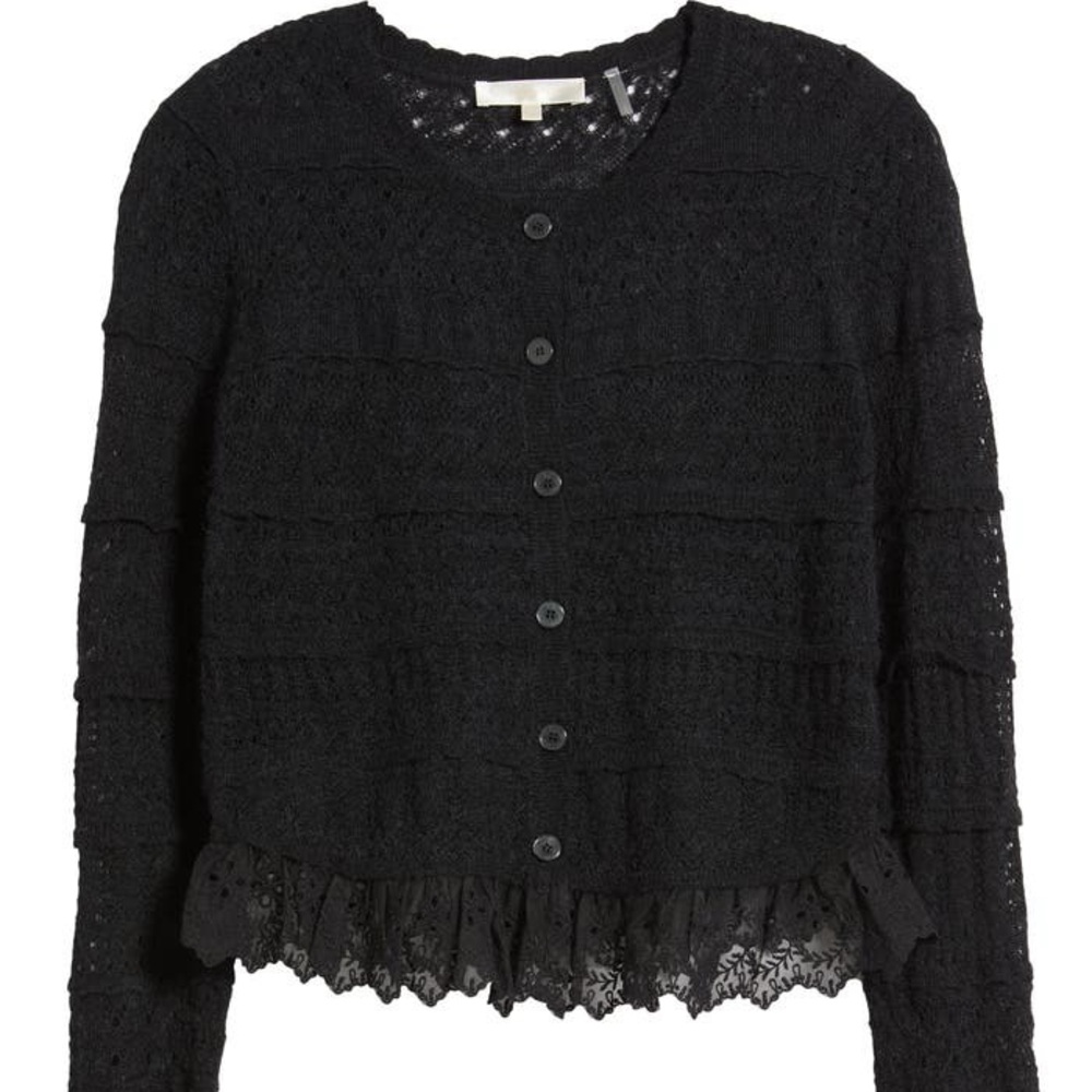LoveShackFancy Black Lace Cardigan